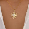 Collier doré soleil et lune croissante orné de strass