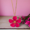 Collier doré fleur fuchsia