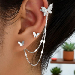Boucles d'oreilles argentées papillons avec clip