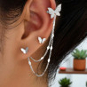 Boucles d'oreilles argentées papillons avec clip
