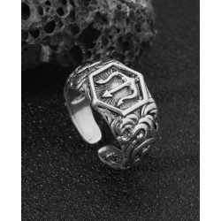 Bague ajustable homme trident argenté