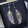 Boucles d'oreilles argentées plumes avec strass