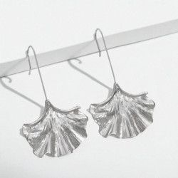 Boucles d'oreilles feuilles de ginkgo argentées