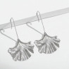 Boucles d'oreilles feuilles de ginkgo argentées