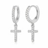 Boucles d'oreilles argentées croix zircon Plaqué or blanc