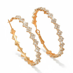 Créoles dorées avec losanges et strass