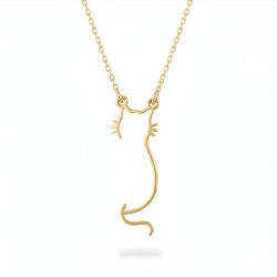 Collier doré chat abstrait Acier
