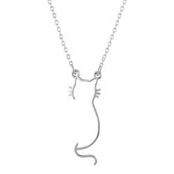 Collier argenté chat abstrait Acier