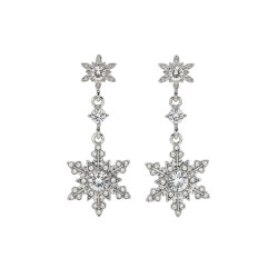 Boucles d'oreilles flocons argentées avec strass