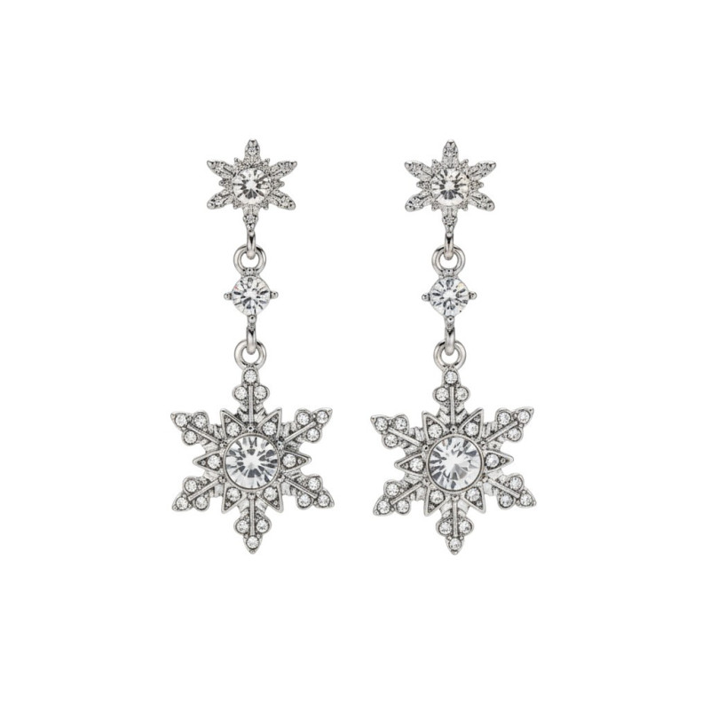 Boucles d'oreilles flocons argentées avec strass