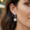 Boucles d'oreilles flocons argentées avec strass