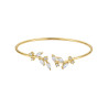 Bracelet jonc ouvert feuilles et zircon Plaqué or