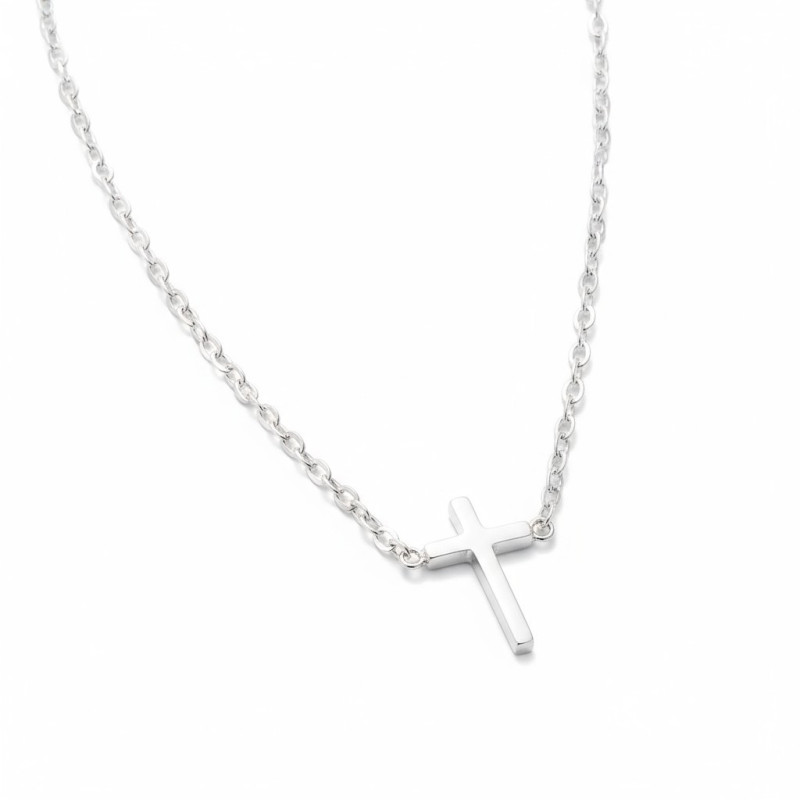 Collier croix argentée Acier