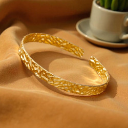 Bracelet jonc doré métal texturé Acier