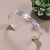 Bracelet jonc argenté métal texturé Acier