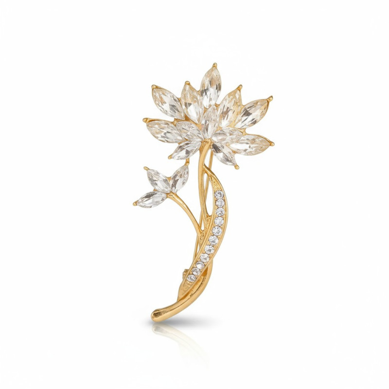 Broche fleur lotus doré