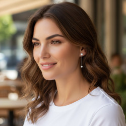 Boucles d'oreilles pendantes argentées strass