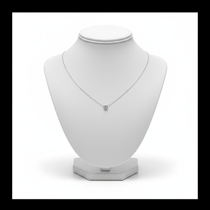 Collier argenté minimaliste zircon Plaqué or blanc