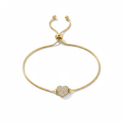 Bracelet coulissant doré coeur strass