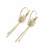 Boucles d'oreilles pendantes dorées avec fleurs