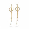 Boucles d'oreilles pendantes dorées coeur et strass