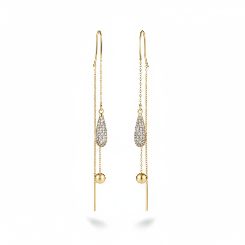 Boucles d'oreilles dorées gouttes suspendues