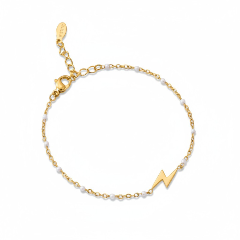 Bracelet doré éclair blanc Acier