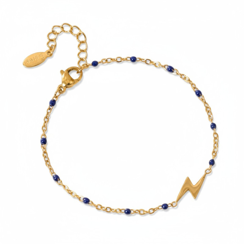 Bracelet doré éclair bleu nuit Acier
