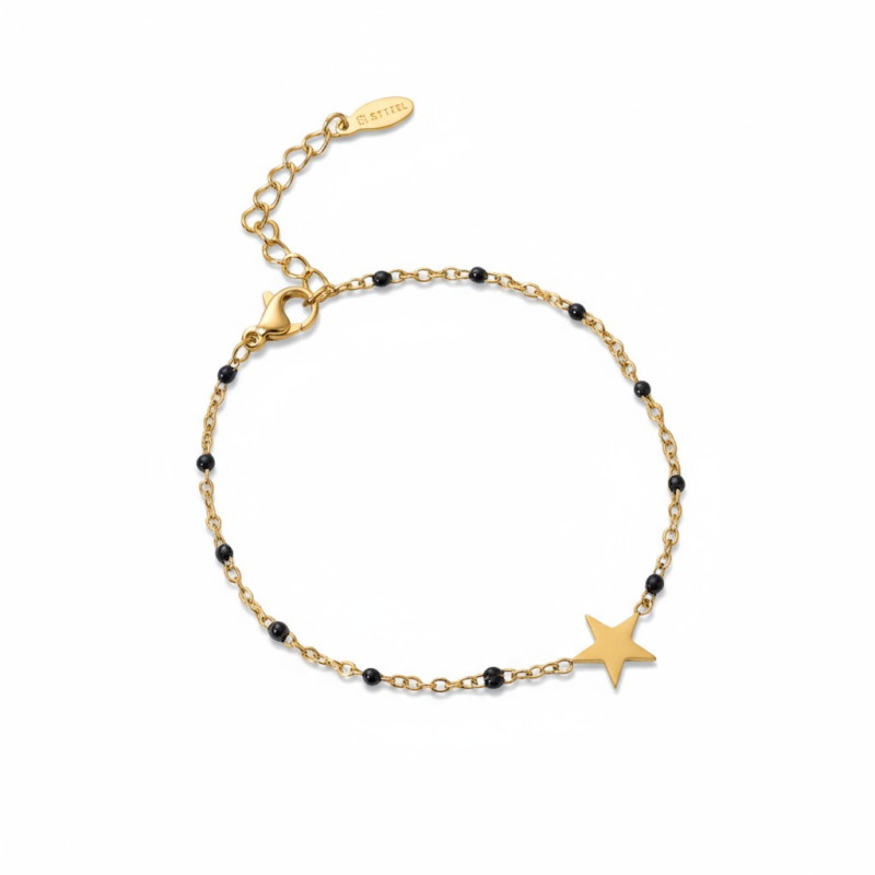 Bracelet doré et noir étoile Acier