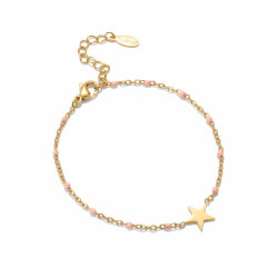 Bracelet doré et rose étoile Acier
