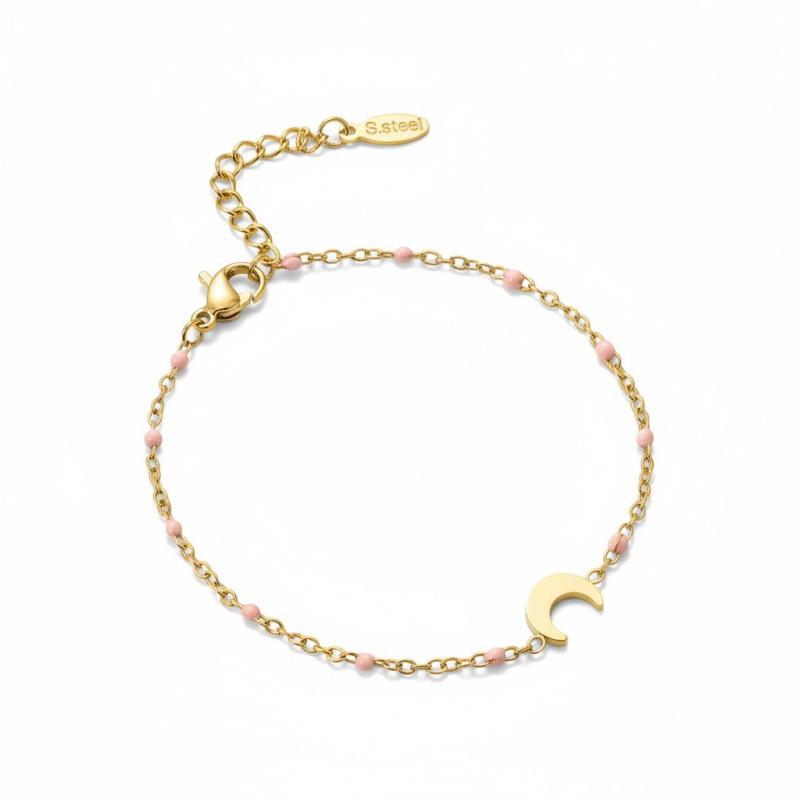 Bracelet doré et rose lune Acier