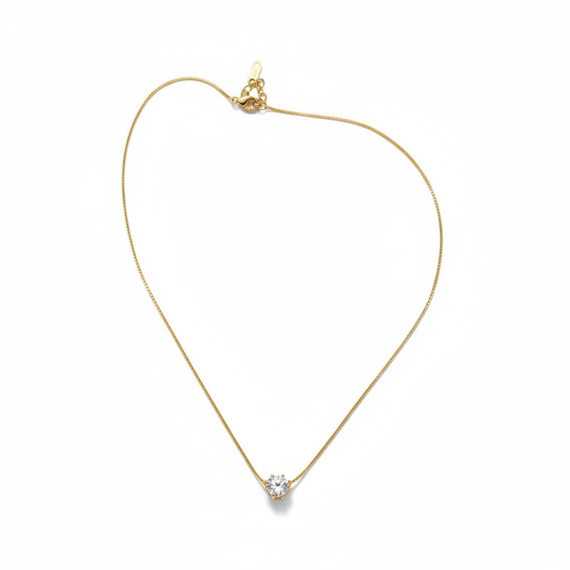 Collier doré minimaliste zircon Plaqué or