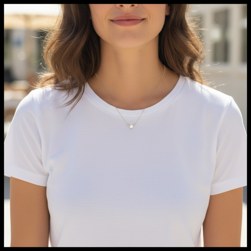 Collier doré minimaliste zircon Plaqué or