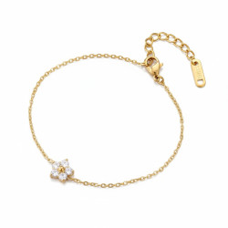Bracelet doré fleurs zircon blanc Acier