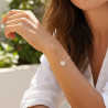 Bracelet doré fleurs zircon blanc Acier