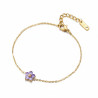 Bracelet doré fleurs zircon violet Acier