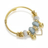 Bracelet charms doré coeur et perles grises Acier