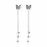 Boucles d'oreilles pendantes papillon argenté Acier