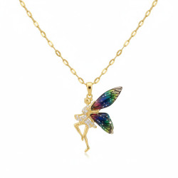 Collier dorée fée multicolore Acier