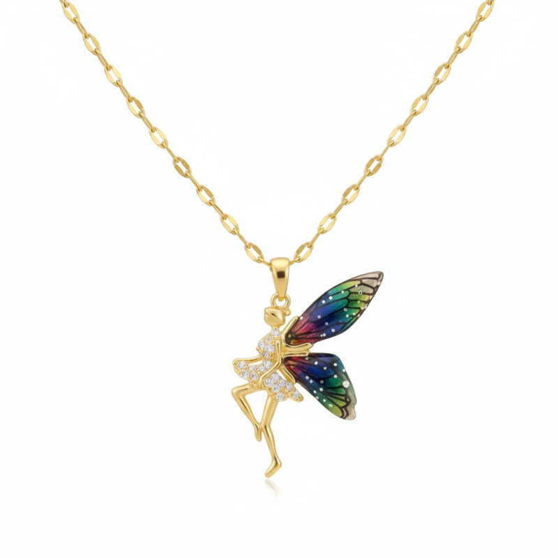 Collier dorée fée multicolore Acier
