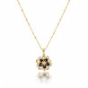 Collier dorée fleur noire rotative Acier