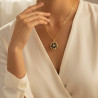 Collier dorée fleur noire rotative Acier