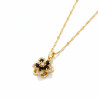 Collier dorée fleur noire rotative Acier