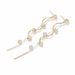 Boucles d'oreilles dorées torsades et étoiles Acier