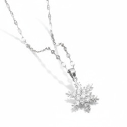Collier argenté flocon de neige Plaqué or blanc