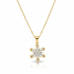 Collier dorée flocon zircon Acier
