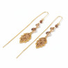 Boucles d'oreilles suspendues dorées feuilles marrons