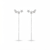Boucles d'oreilles pendantes argentées étoiles et strass