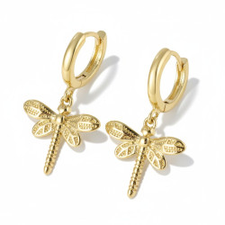 Boucles d'oreilles dorées libellule Acier
