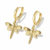 Boucles d'oreilles dorées libellule Acier